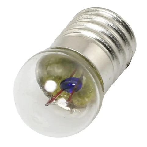 Close-up view of E10 Mini Screw Base Light Bulb 1.5V 0.3A DC Warm White, ideal for circuits and DIY projects.