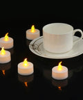 LED Tea Lights 24 Pack Flameless Battery Operated Decor Lights Warm Yellow Flickering Glow No Open Flame Kid And Pet Friendly