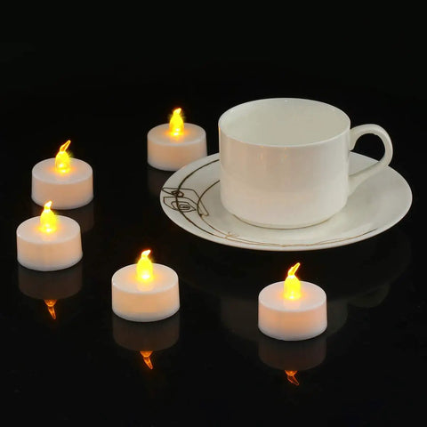LED Tea Lights 24 Pack Flameless Battery Operated Decor Lights Warm Yellow Flickering Glow No Open Flame Kid And Pet Friendly