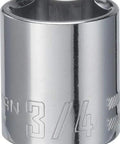 Shallow Socket SAE 3/8-Inch Drive 3/4-Inch 6-Point Chrome Finish showing large size markings and polished exterior