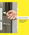 Hand inserting key into lock, illustrating Two Pack Graphite Lock Lubricant With Pencil Shaped Applicator, 8 Gram Graphite Powder for smooth operation.