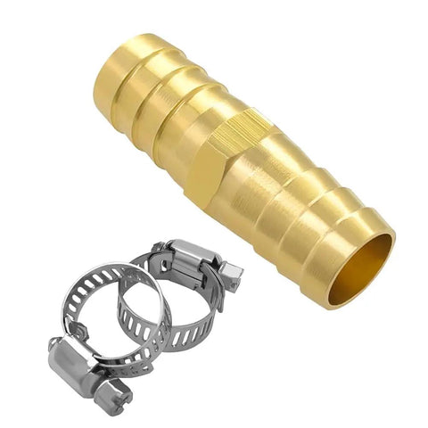 Premium Solid Brass Garden Hose Repair Connector Kit For 3/4 Inch Barb Fitting With Stainless Steel Clamps To Fix Leaks And Breaks Fast brass hose coupling with clamps