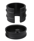 Premium Aluminum Coffee Portafilter Holder And Tamper Station Compatible With 51mm 53mm 58mm Espresso Makers shown in black finish.
