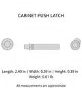 Dimensions of Push To Open Cabinet Latch Low Profile Gray Handleless Door Catch with Hidden Spring Mechanism