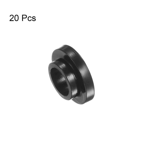 Single black nylon bushing from 12 Piece Flanged Sleeve Bearings Nylon Bushings For Shafts 6.2mm Bore 8.2mm OD 4mm Length