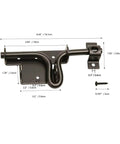 Black Heavy Duty Sliding Bolt Gate Latch With Padlock Hole Two Way Direction For Left Or Right Hand Doors And Gates Ideal For Sheds Fences Barn Doors Wood Gates Outdoor Yard Use, shown with dimensions and screws.