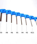 Heavy Duty T Handle Hex Wrench Set From H2 To H10 Metric Key Tool With Long Alloy Steel Handle Perfect For Furniture Assembly Bike Repair And Mechanic Maintenance Kit In Cool Blue, H2-H10 sizes