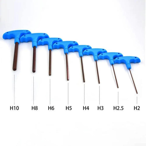 Heavy Duty T Handle Hex Wrench Set From H2 To H10 Metric Key Tool With Long Alloy Steel Handle Perfect For Furniture Assembly Bike Repair And Mechanic Maintenance Kit In Cool Blue, H2-H10 sizes