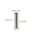Pro Grade Heavy Duty Badass Slotted Spring Pins M1.5 By 6mm 304 Stainless Steel Split Rolling Dowel Fasteners, showing dimensions 1.5mm x 6mm.