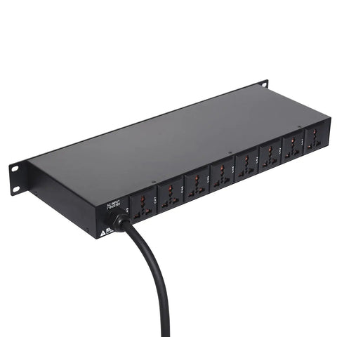 Professional Audio Power Conditioner With Power Sequencer And Voltage Stabilization featuring ten outlets on a rack mount chassis.