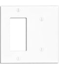 Two-Gang One-Blank One Decora GFCI Device Combination Wall Plate Standard Size White Molded Thermoplastic Construction Durable Face