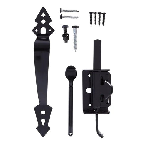 Heavy Duty Gate Latch With WeatherGuard Protection for outdoor fences and wooden gates, ambidextrous thumb latch hardware set