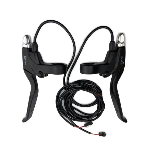 Beefed Up Brake Lever Set for Electric Bikes and Scooters, Melt Forged Aluminum Alloy Levers with Rust Proof Finish, 64 Inch Cable, Black