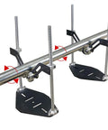 Heavy Duty Adjustable Height Double Roller Stand Smooth As Butter Bearing Rotation Pro Woodworking Station with adjustable metal supports.