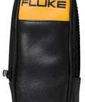 Pro-Grade Digital Clamp Meter with 30mm Jaw case, black leather, zipper closure, Fluke logo, fits large conductors, 400A/600V.