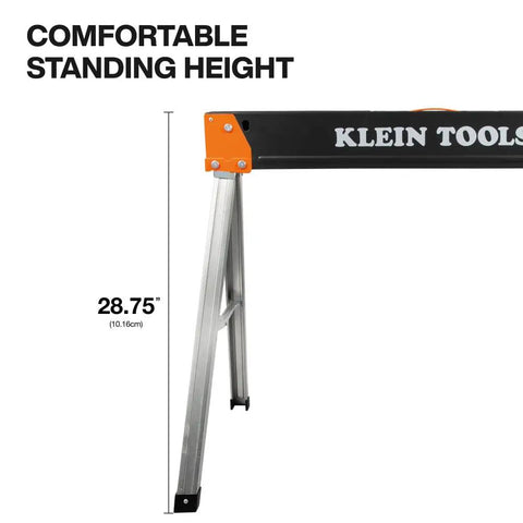 Tough As Nails Folding Sawhorses Heavy Metal Work Platform Non Skid Top holds 28.75 inches height for comfortable use.