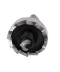 Close-up of Durable HSS Spring Loaded Twist Drill Hole Saw Cutter Kit for 21.5mm diameter with visible cutting teeth and central spring