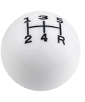 5 Speed Round Ball Shift Knob For Manual Cars, white resin shifter lever head, black gear markings, street-ready