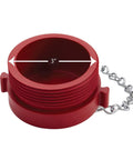 2 1/2 Inch NH NST Red Plastic FDC Plug With Rocker Lug Thermoplastic Not For Pressure Applications showing male threads