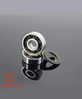 Pro Grade 608 2RS Hybrid Ceramic Bearings With Abec 7 Precision an 8 pack sized at 8x22x7mm with black and yellow seals.