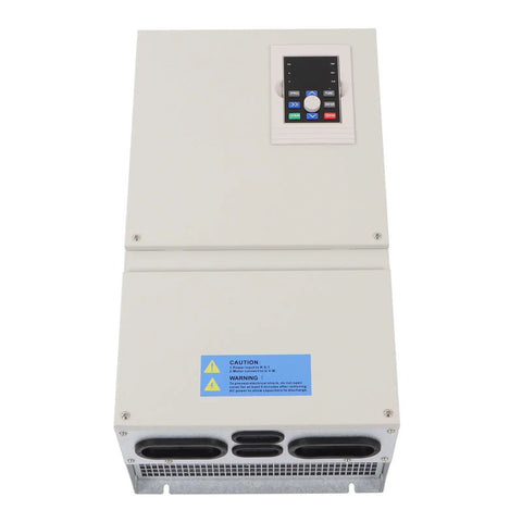 Beefy 3 Phase VFD Inverter For CNC Spindle Motors, 30KW To 37KW Output, 0 To 320 Hz Speed Control, Air Cooled IP20 Aluminum Alloy Housing, 380V Input, Industrial Grade Frequency Drive For Indoor Use, front view