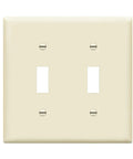 Toggle Light Switch Wall Plate With Gloss Finish, 2-Gang, 4.50 By 4.57 Inches, Unbreakable Polycarbonate Thermoplastic, Light Almond