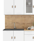 Ceramic Cabinet Handles Antique Brass Pulls Vintage Drawer Knobs For Kitchen Cupboard Bar installed on white kitchen cabinet doors.