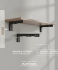 Heavy Duty Cold Rolled Steel L Shaped Bracket for Floating Shelves Black Finish Wall Mount Support Hardware in use with wooden shelf