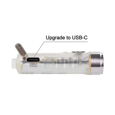 Rechargeable Keychain Flashlight With USB C Fast Charge, 420 Lumens EDC Light showing USB-C port upgrade