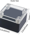 IP65 Waterproof Outdoor Junction Box Pack Of 2 ABS Plastic Project Box Electrical Enclosure Weatherproof Case shown with dimensions