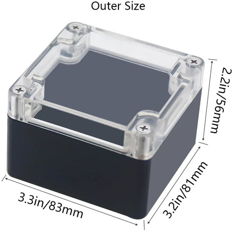 IP65 Waterproof Outdoor Junction Box Pack Of 2 ABS Plastic Project Box Electrical Enclosure Weatherproof Case shown with dimensions