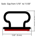 Heavy Duty Rubber Weather Stripping Seal For Doors And Windows Waterproof Self Adhesive Weatherstrip Soundproofing Gasket 262 Ft Roll Black Ultra Strong Backing Stays Put In Cold And Wet Weather, diagram showing dimensions and gap sealing range.