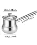 Turkish Coffee Pot Water Kettle With Long Handle For Easy Pouring And No Spill Comfortable Grip Stainless Steel Melting Pot Butter Warmer 720Ml