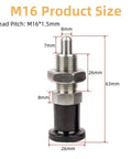 Heavy Duty Stainless Steel Ball Nose Spring Plunger Push Fit Retract Index Pin For Precision Positioning Built Tough For Smooth Industrial Machinery M16 Thread with dimensions shown
