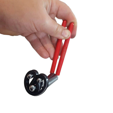 Hand holding a red-handled tool from Pro Grade Hydraulic Cylinder Seal Kit With Rod Seal Install Tool And U Cup Twistor Installation Tools Four Size Range For Seals From 20 To 165 Mm 0.7 To 6.5 Inches Six Piece Boxed Set.