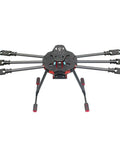 650mm Folding Carbon Fiber FPV Drone Frame Kit With Six Foldable Arms and Landing Gear Skid in flat lay view