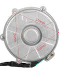 Back view of Beefed Up DC Brushless Air Conditioning Fan Motor 60W 690 RPM with 116mm dimensions, focus on mounting points.
