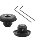 Front view of 2-pack drive sockets for Vitamix blender blades with two L-shaped hex wrenches