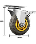 Top Shelf Heavy Duty Furniture Caster Wheels 3 Inch To 4 Inch Polyurethane Rollers With Lock Brake Non Marking Swivel Casters For Trolleys Tables Bed Slides Smooth Like Butter With Thickened Steel Build with 100MM diameter tire.