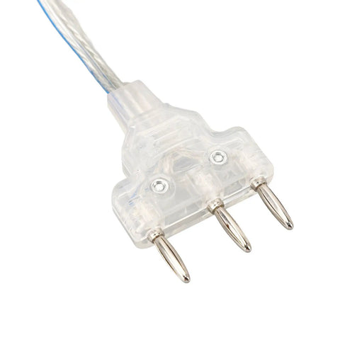 Close-up of connectors on Stainless Steel Plastic Fencing Body Cord With Transparent Foil And Epee Connecting Wire for fencing events.