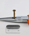 Badass Heavy Duty L Shape Drawer Lock Strike Plates Silver Metal Latch Fasteners For Cabinet Security Right Angle Iron Hardware To Secure Your Stash Premium Furniture Reinforcement Replacement Hardware For Dressers Desks And Cabinets Pack Of Twenty with a screw in pliers