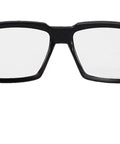 Rear view of Clear Safety Glasses For Men And Women With Matte Black Frame And Clear Lens ANSI Z87 Plus Compliant