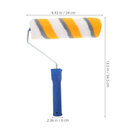 No Sweat Chemical Fiber Paint Roller For Smooth Ceiling Jobs And Easy Interior Decorating With Pro Level Lines And Zero Fuss Application For Quick Diy Makeovers And Touch Ups, showing blue handle and striped roller.