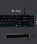 Top Shelf Mechanical Gaming Keyboard With Hella Responsive Switches Backlit Full Size Wired Usb Layout dimensions view from top and side