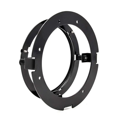 5.75 Inch Round LED Headlight Mount Bracket For Motorcycle, Heavy Duty Metal Alloy Mount With Rust Resistant Finish, side view