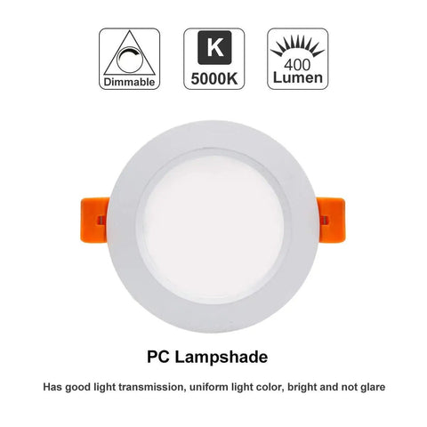 Top view of 3 Inch LED Recessed Downlight 5W Dimmable Ceiling Fixture 40W Halogen Equivalent CRI80 5000K Daylight White