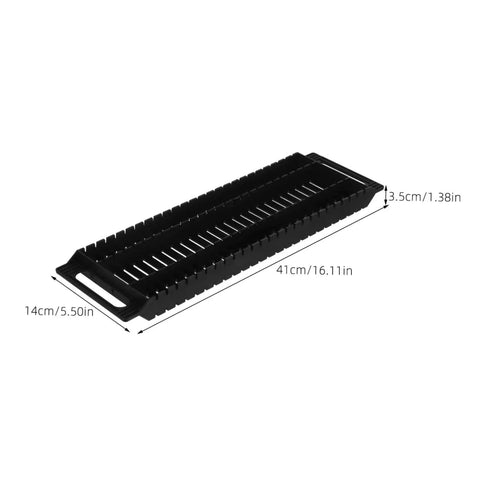 Six Pack Circuit Board Rack Antistatic Holder Stand with dimensions 41cm x 14cm x 3.5cm, grooved design for PCB storage