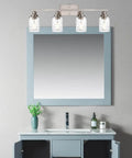 Bathroom with 4 Light Brushed Nickel Wall Light Fixtures With Clear Hammered Glass Shade For Bathroom Vanity And Powder Room Dope Modern Wall Lamp