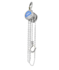 Industrial Mini Manual Chain Hoist With 1100 Lbs Capacity And 10 Foot Lift, compact design, silver finish, showcased hanging.