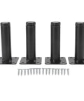 Four Pack Adjustable Iron Furniture Legs In Black Lacquer Finish With Rust Proof Coating For Coffee Tables Cabinets Desks Sofas And Shelves